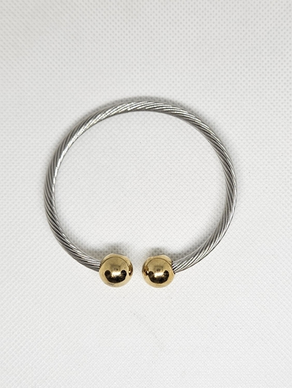Two Tone Cable Bangle Set Stackable Designer Inspired Bracelets - Picture 11 of 16